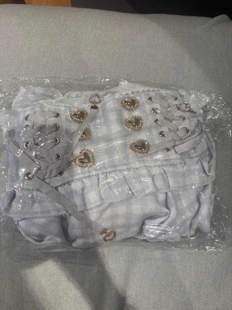 リズリサ はしごリボンギンガムティアードスカパンブルー