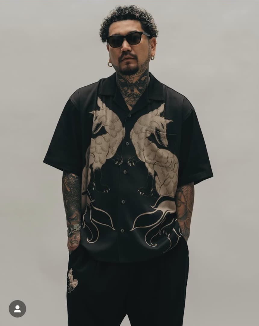 GAKKIN × BUDSPOOL 白墨狐 HAWAIIAN SHIRT 舐達麻