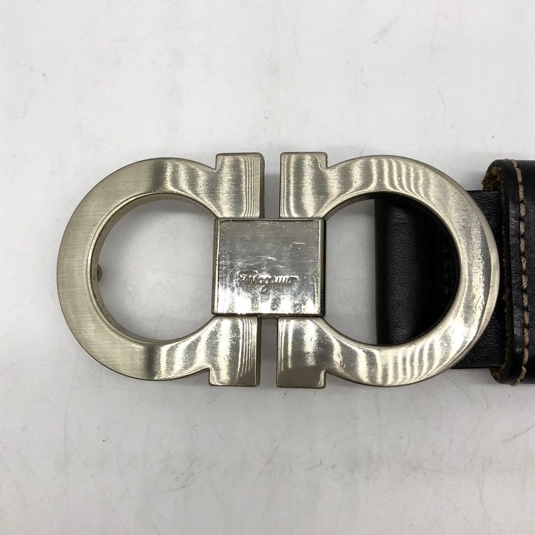 ✨希少・美品✨フェラガモ ベルト ダブルガンチーニ シルバー金具 レザー 黒