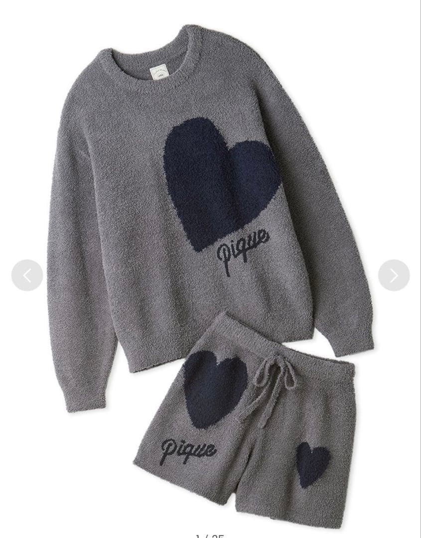 ジェラートピケ ハートジャガードプルオーバー＆ショートパンツセット