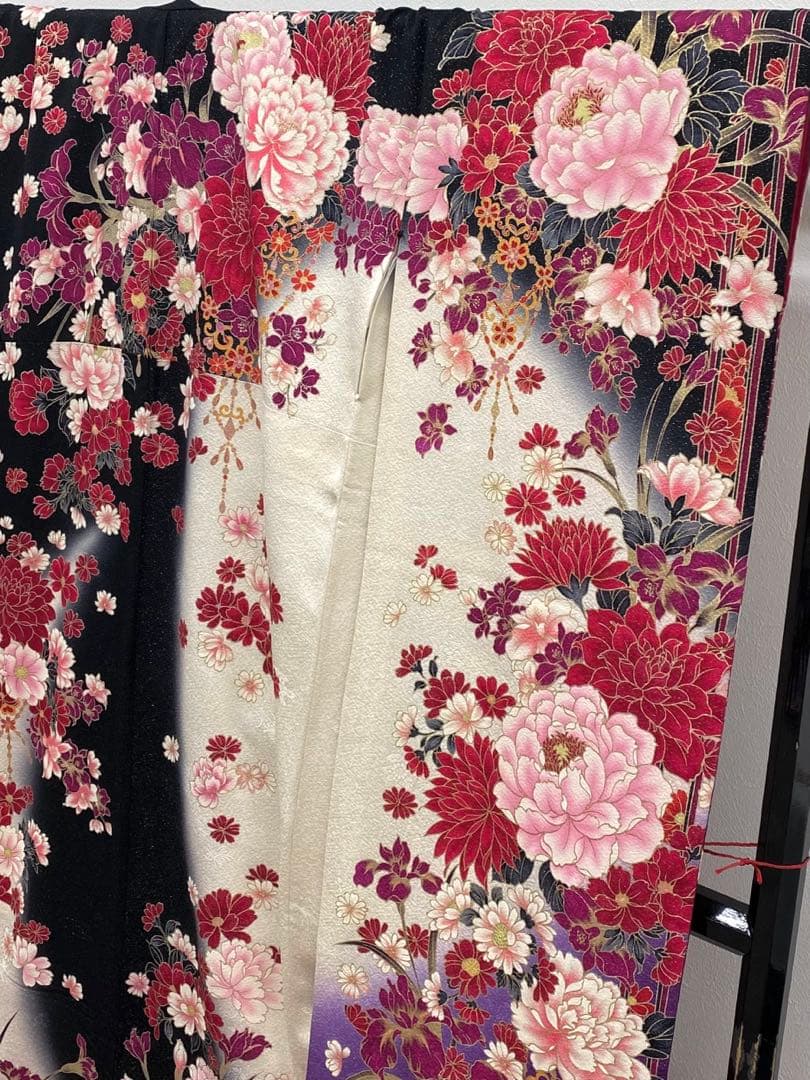 振袖 豪華 銀通し 刺繍 金彩 紋意匠 牡丹 身丈170cm 撥水加工済