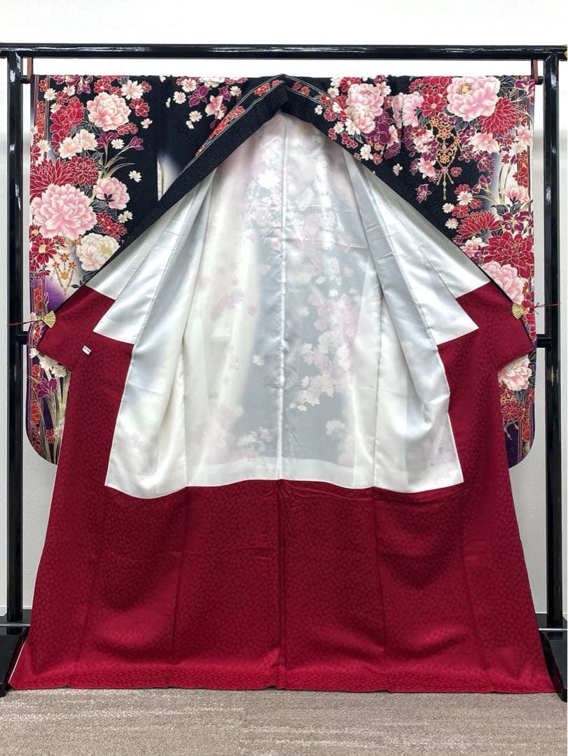 振袖 豪華 銀通し 刺繍 金彩 紋意匠 牡丹 身丈170cm 撥水加工済