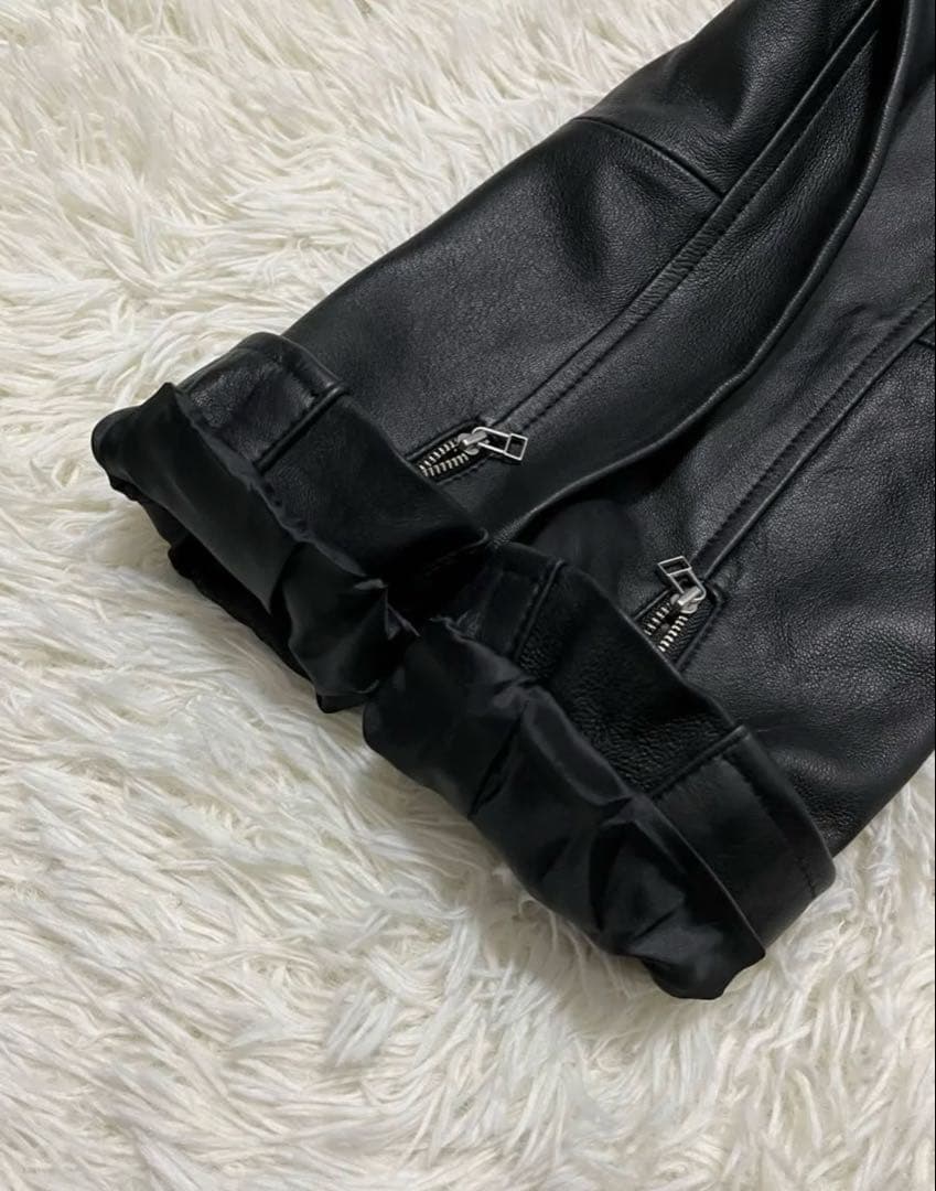 【極美品】もりのがっこう　ライダースジャケット　ラムレザー　ブラック　Ｍ