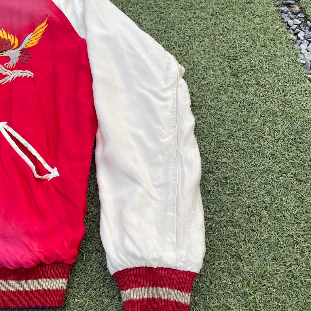 「Mサイズ」　テーラー東洋スカジャン　エイジング　ALASKA アメカジ　青　赤