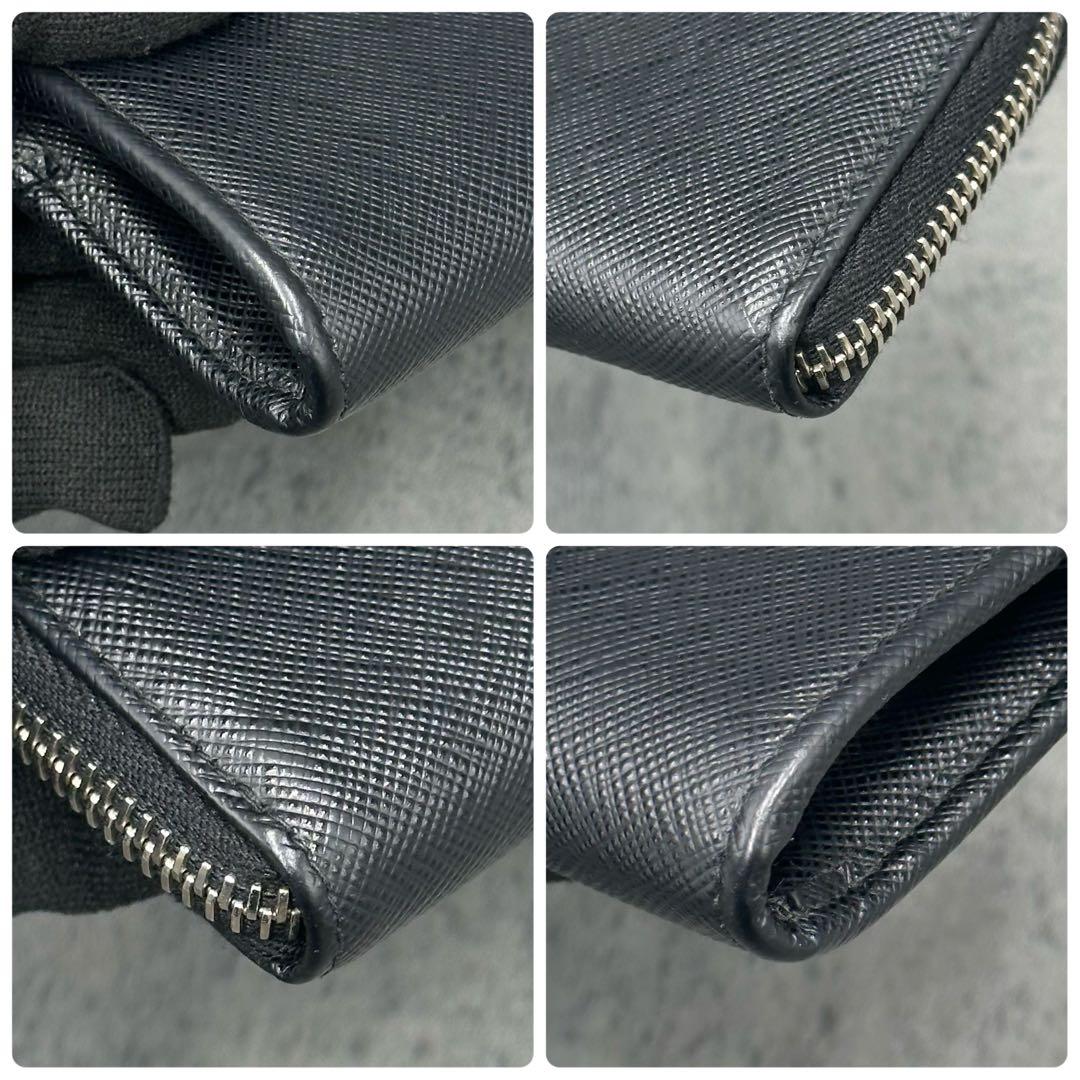 美品 プラダ ケース サフィアーノレザー トライアングルタグ 小銭 黒