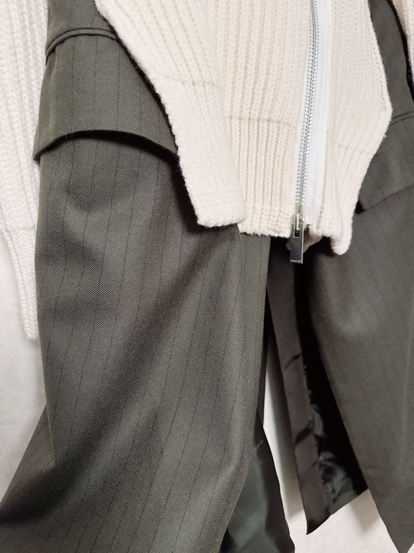 Sacai サカイ　✰極美品　クリーニング済　ニット　ドッキング　コート　ワンピ