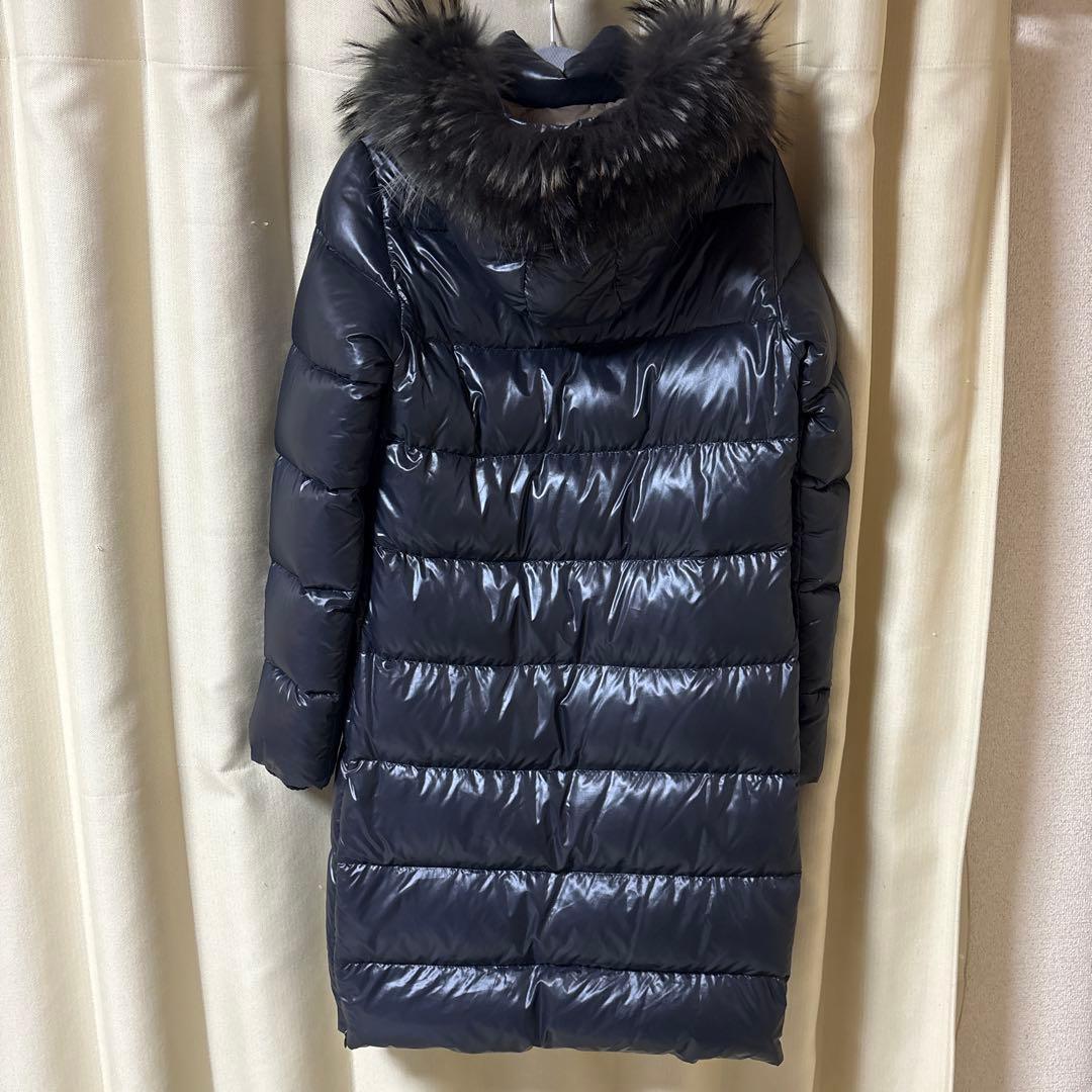 【美品】大きいサイズDUVETICA ファー付きロングダウンジャケット 42 黒