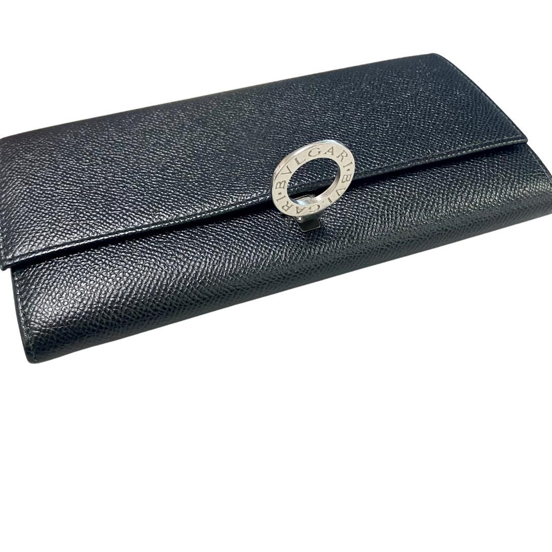 BVLGARI　ブルガリ　長財布 正規品 名入れ 二つ折り 本革 ブラック