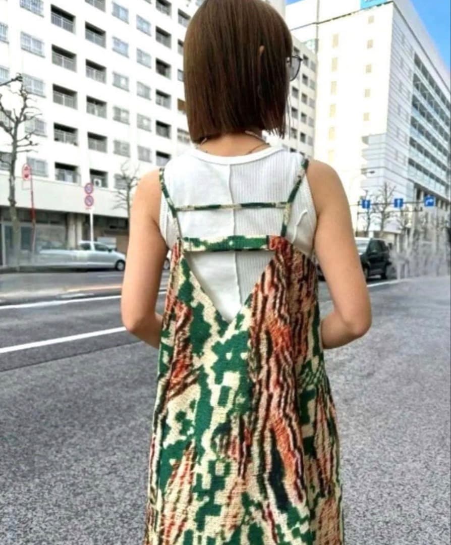 ※はなな※AMERI VINTAGE スリーブレスロングドレス 緑と赤