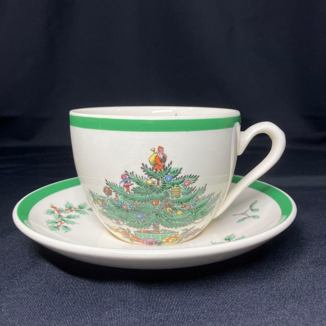 スポード クリスマスツリー オーバルプレート 2客 カップ&ソーサー 1客 レア