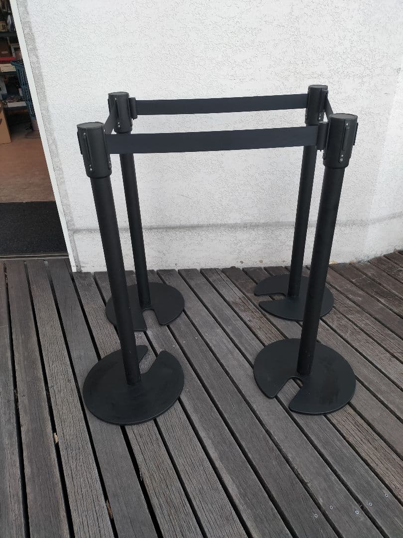 ポールパーテション ポール黒 ベルト黒 4本セット