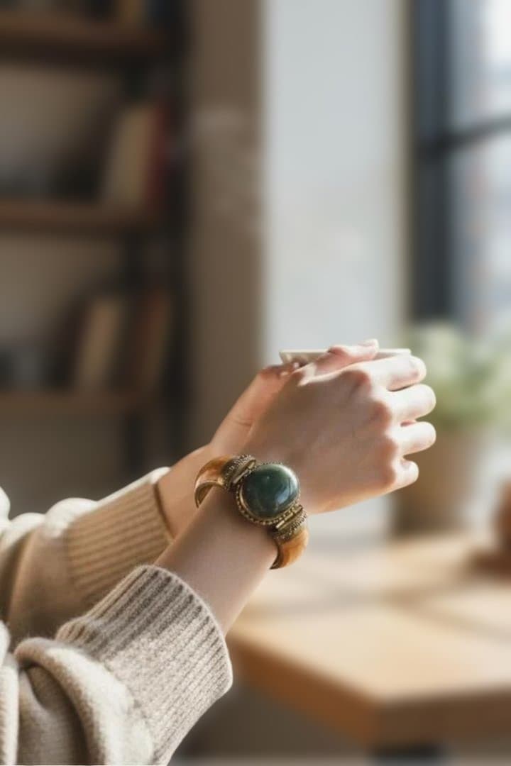 アフリカ輸入 天然石風バングル（アンティーク調） [並行輸入品]