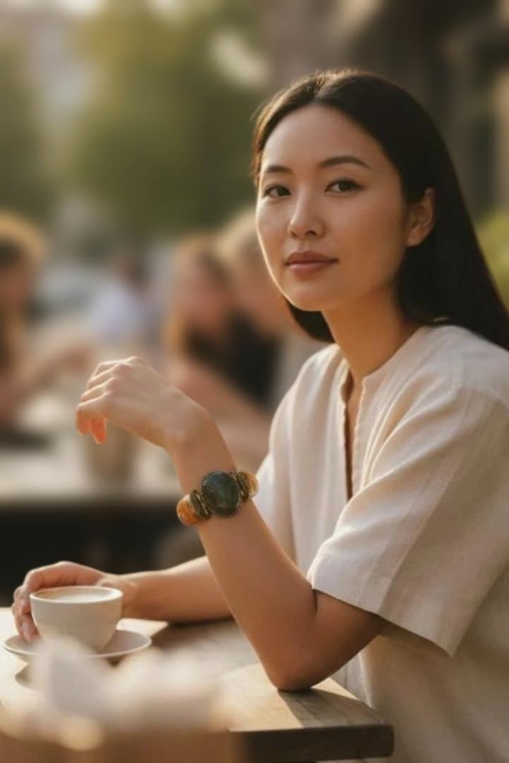 アフリカ輸入 天然石風バングル（アンティーク調） [並行輸入品]