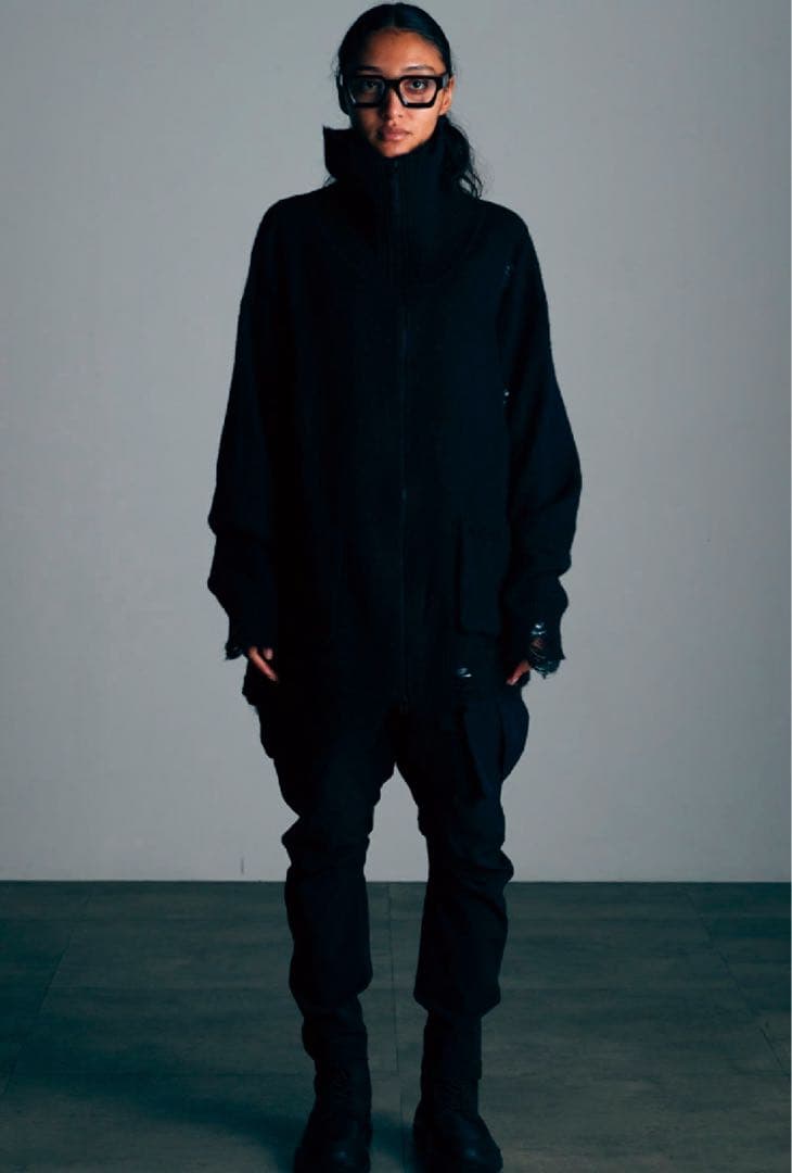 VIRGO Large collar zip cardigan ダメージニット