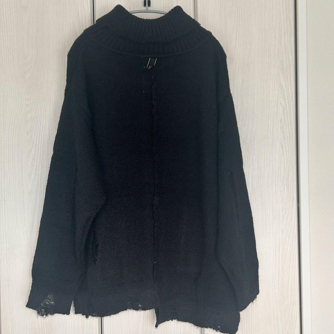 VIRGO Large collar zip cardigan ダメージニット