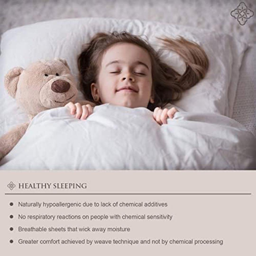 100% オーガニックコットン枕カバー2枚セット 43 x 63 cm 白