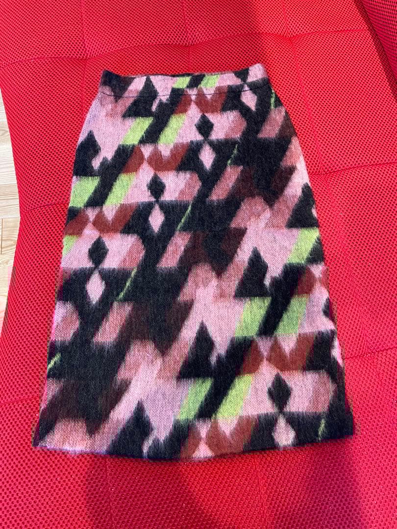 ChoikMAISON KITSUNÉ 幾何学模様ニットモヘアスカートM