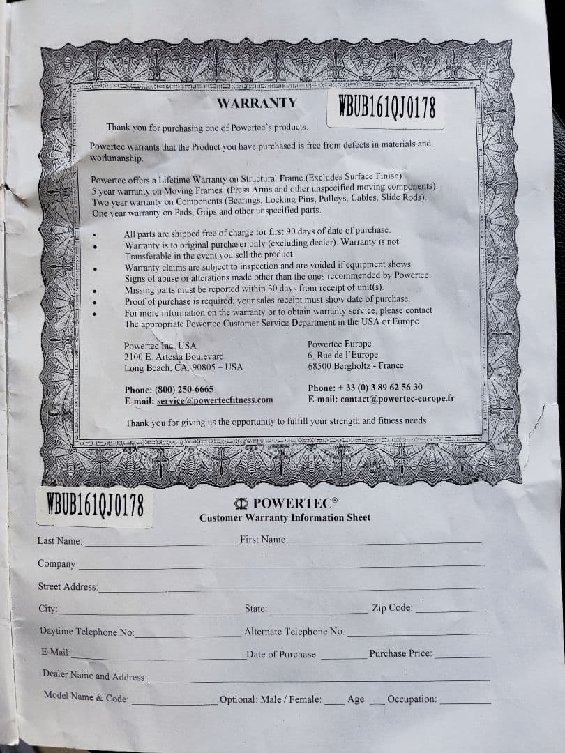 【送料込】パワーテック ユーティリティベンチ WB-UB16 ブラック