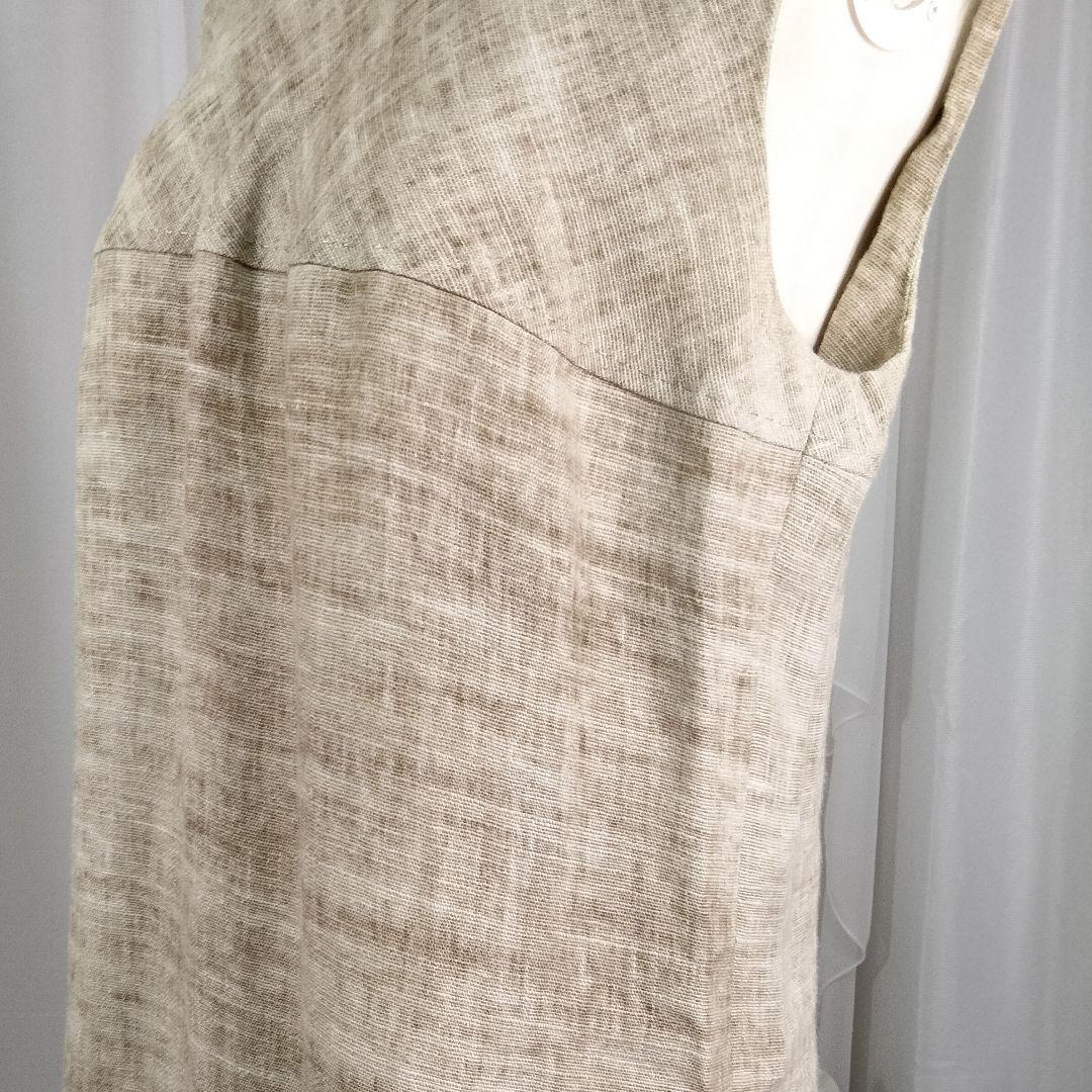 【美品】ヨシエイナバ　40 茶系　リネン100%　スーツ