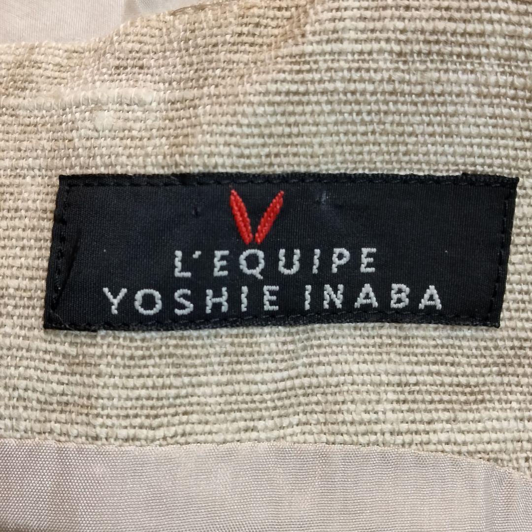 【美品】ヨシエイナバ　40 茶系　リネン100%　スーツ