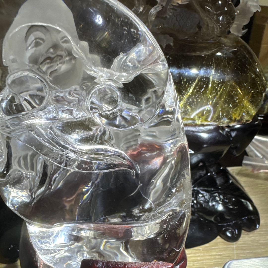 極上品　超透明　天然　七福神　布袋様　水晶