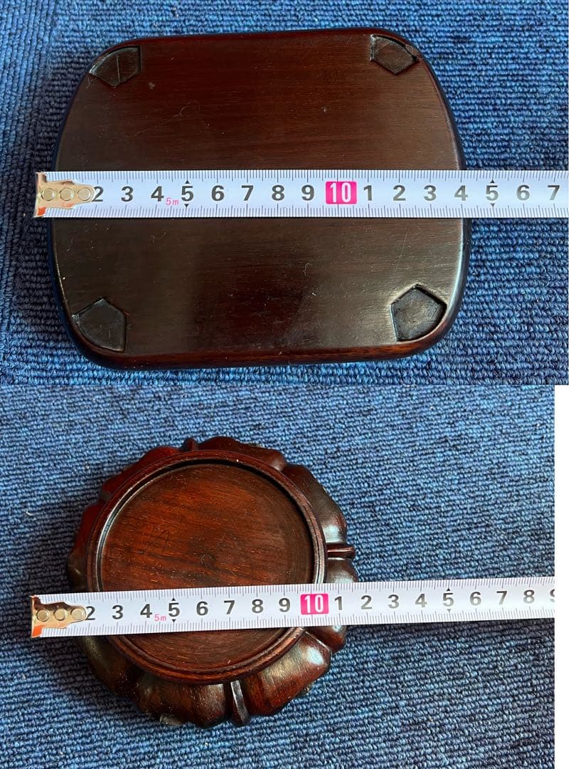 1065  中国美術　唐木花台　2客　香炉台　飾台　紫檀　盆栽台