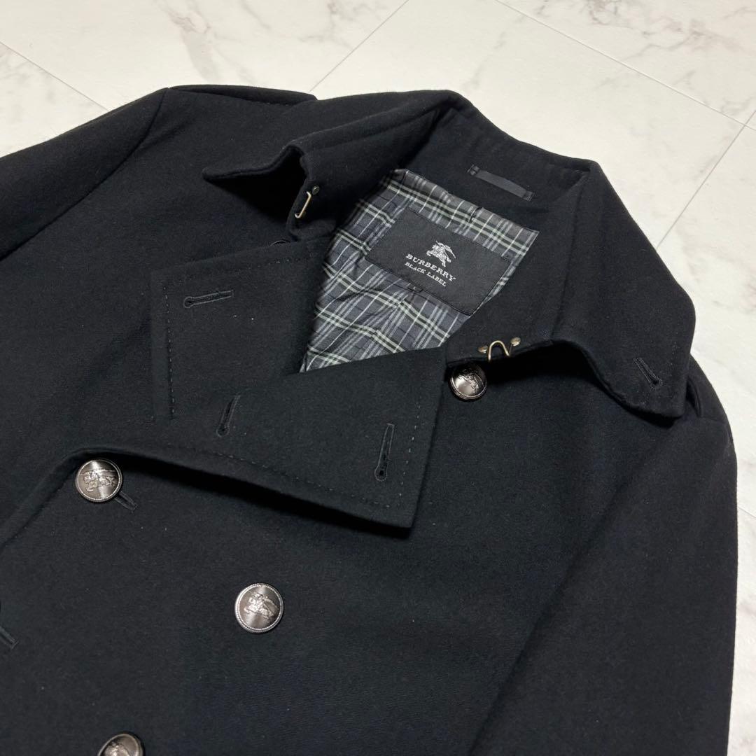 【美品】バーバリー ブラックレーベル ナポレオンコート 銀ボタン カシミヤ L