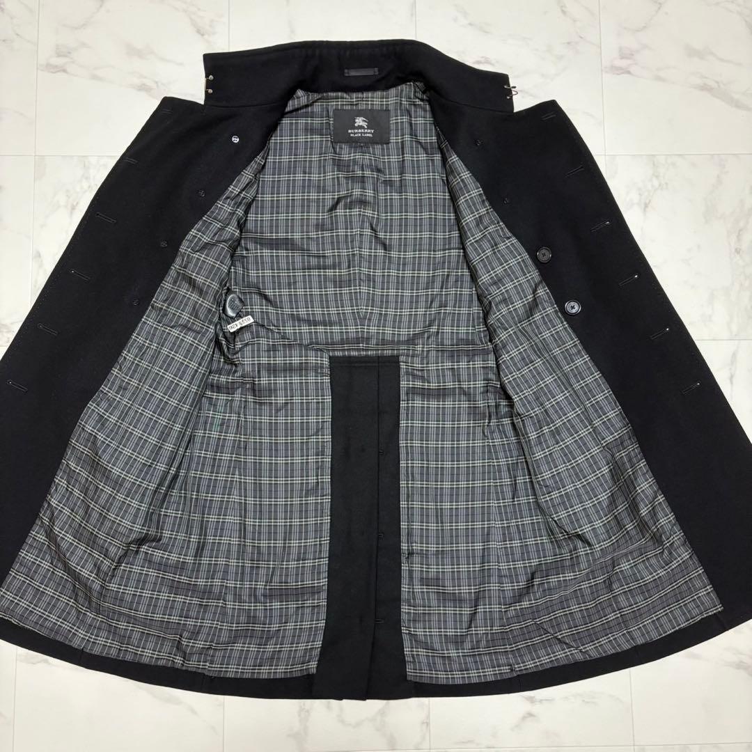 【美品】バーバリー ブラックレーベル ナポレオンコート 銀ボタン カシミヤ L