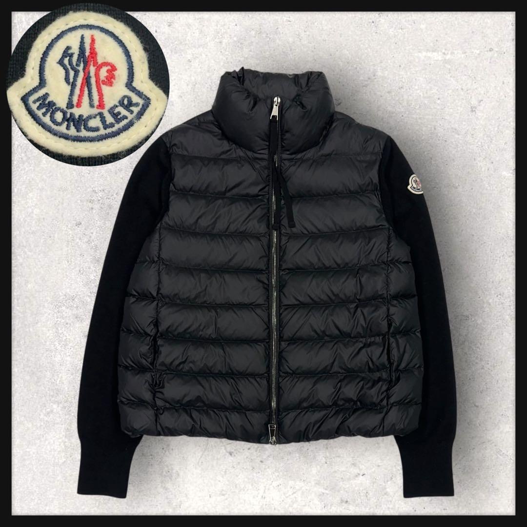 .12040【美品・QR鑑定済み】モンクレール　ニット × ダウンジャケット　黒