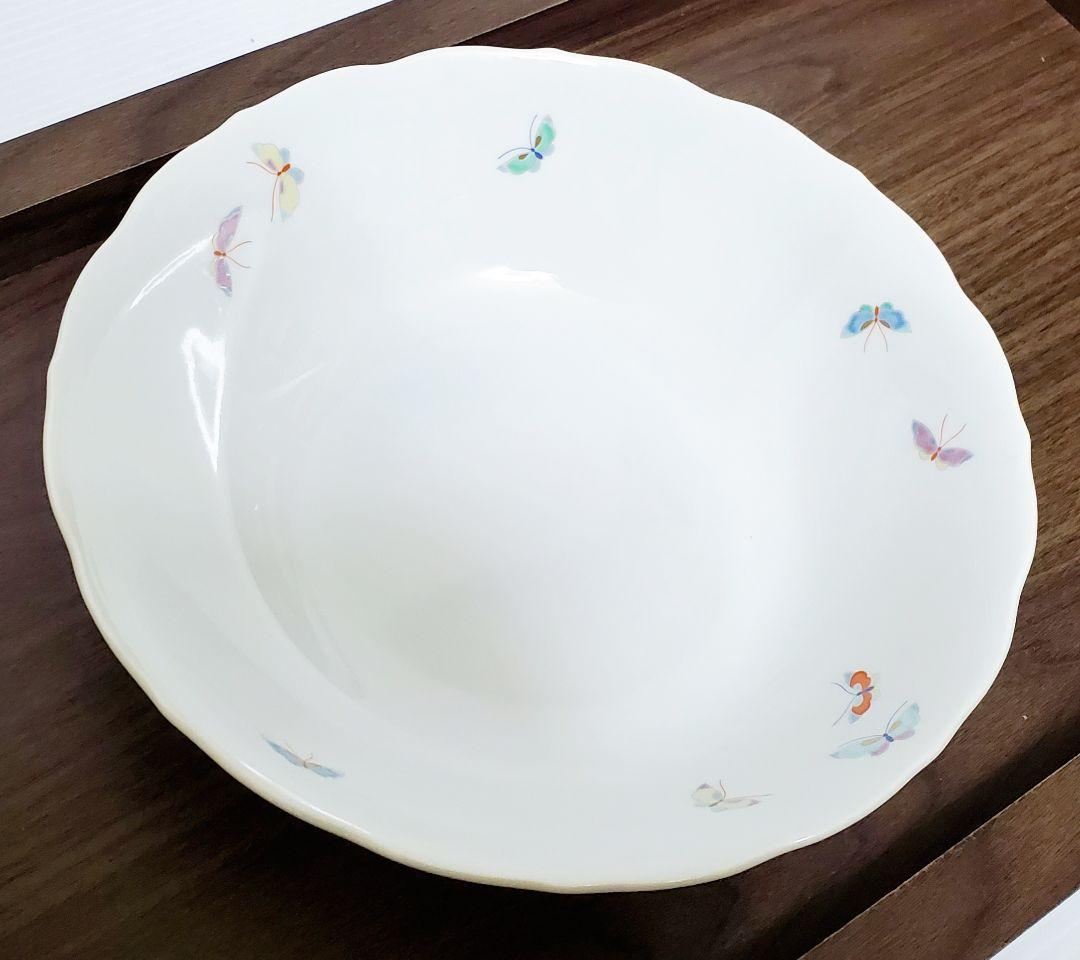 S24 深川製磁　バックスタンプ赤　蝶々　蝶柄　深鉢　深皿　宮内庁御用達　食器
