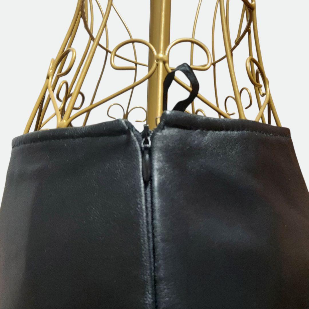 カルバンクライン 羊革 ラムレザー 膝丈スカート 黒 W62〜66