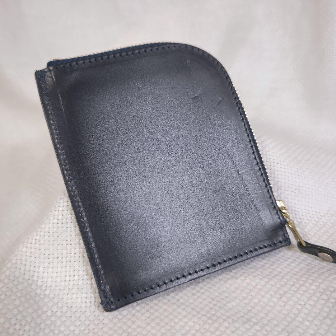 グレンロイヤルGLENブライドルレザージップミニパース財布ウォレット紺