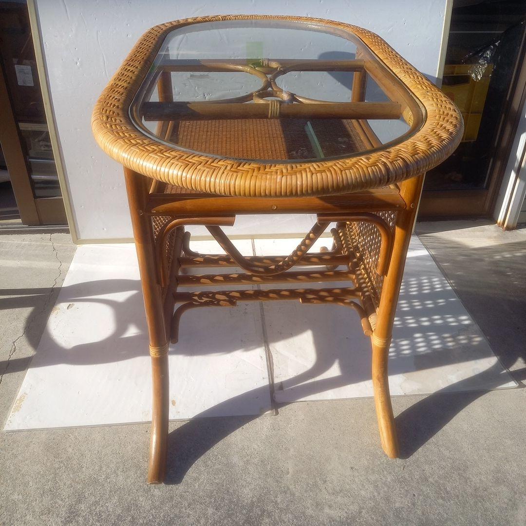 （籐）製アクセントテーブル チェア 2脚 ３点セット