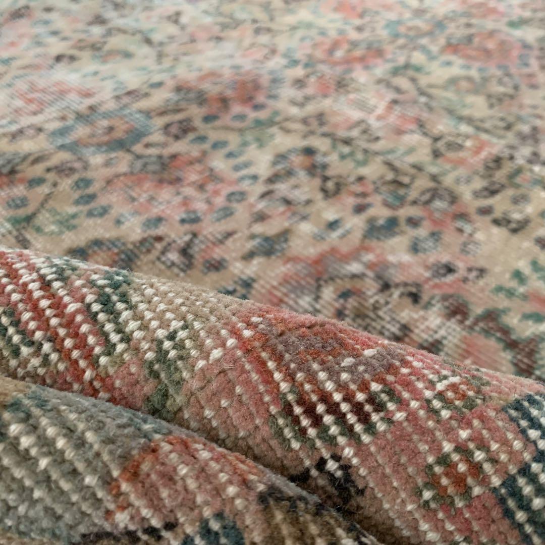 超大判　トルコヴィンテージラグ　268×141 オーバーダイ　ボタニカル