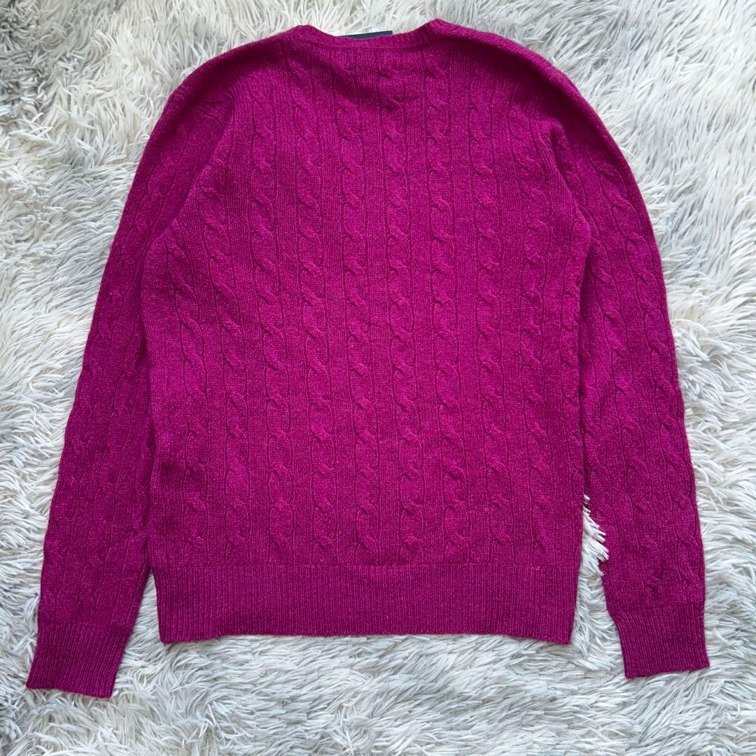 【新品】POLO RALPH LAUREN Vネックケーブルニット パープル新品