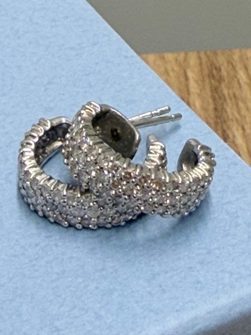 プラチナ pt900 ダイヤモンド フープ ピアス 1.2ct