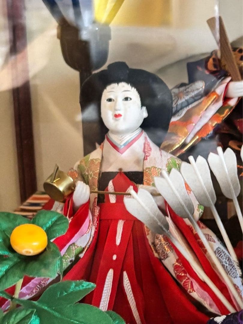 【即日発送】雛人形セット ガラスケース・オルゴール付き　昭和レトロ　ヴィンテージ