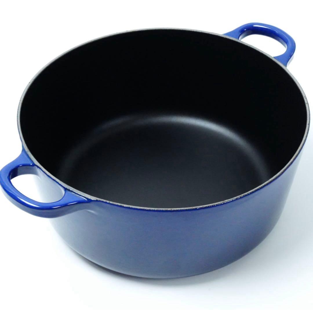 【美品】LE CREUSET　ココット ロンド インディゴブルー　24cm