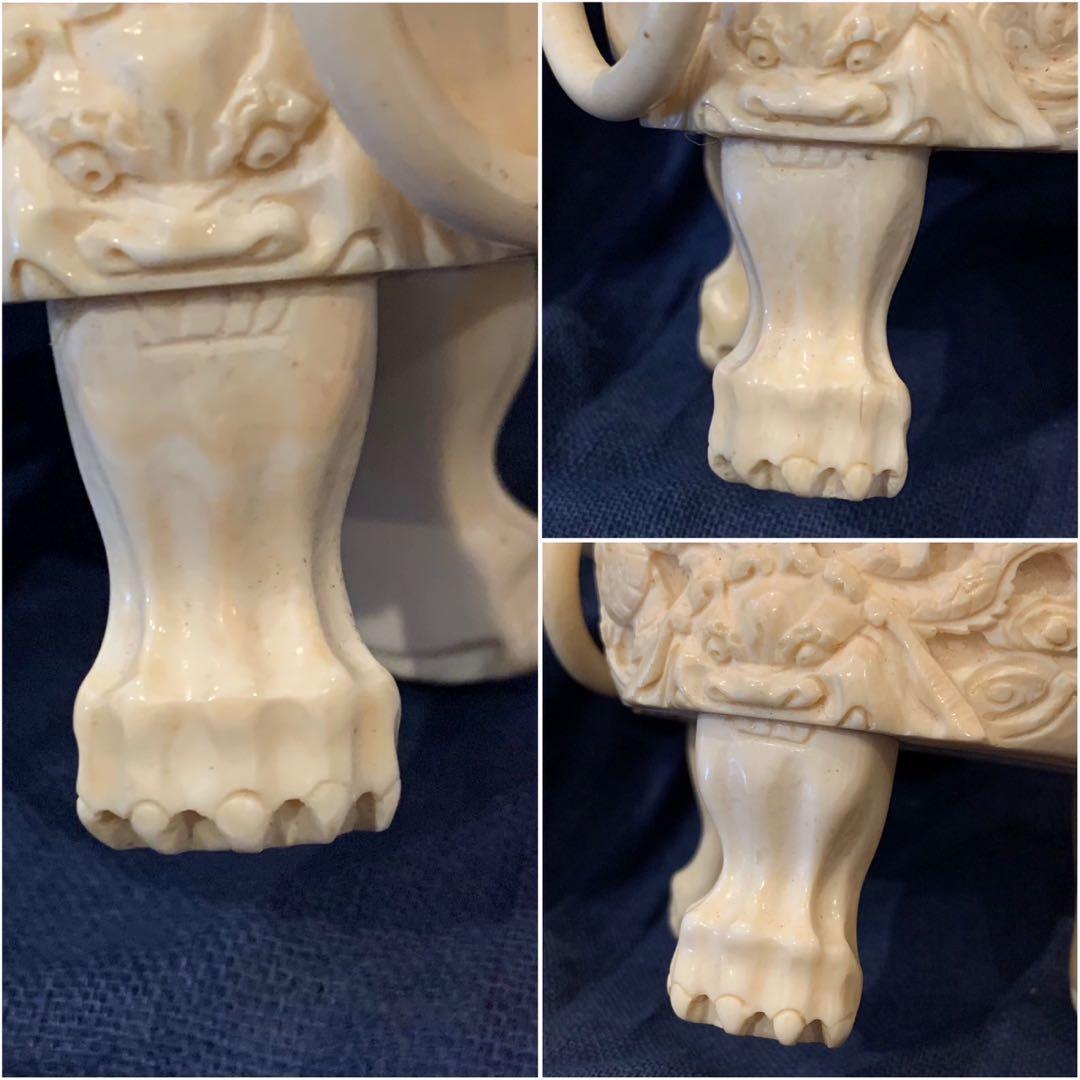 極上 天然高級素材 中国 乾隆 細密彫刻 香炉 置物