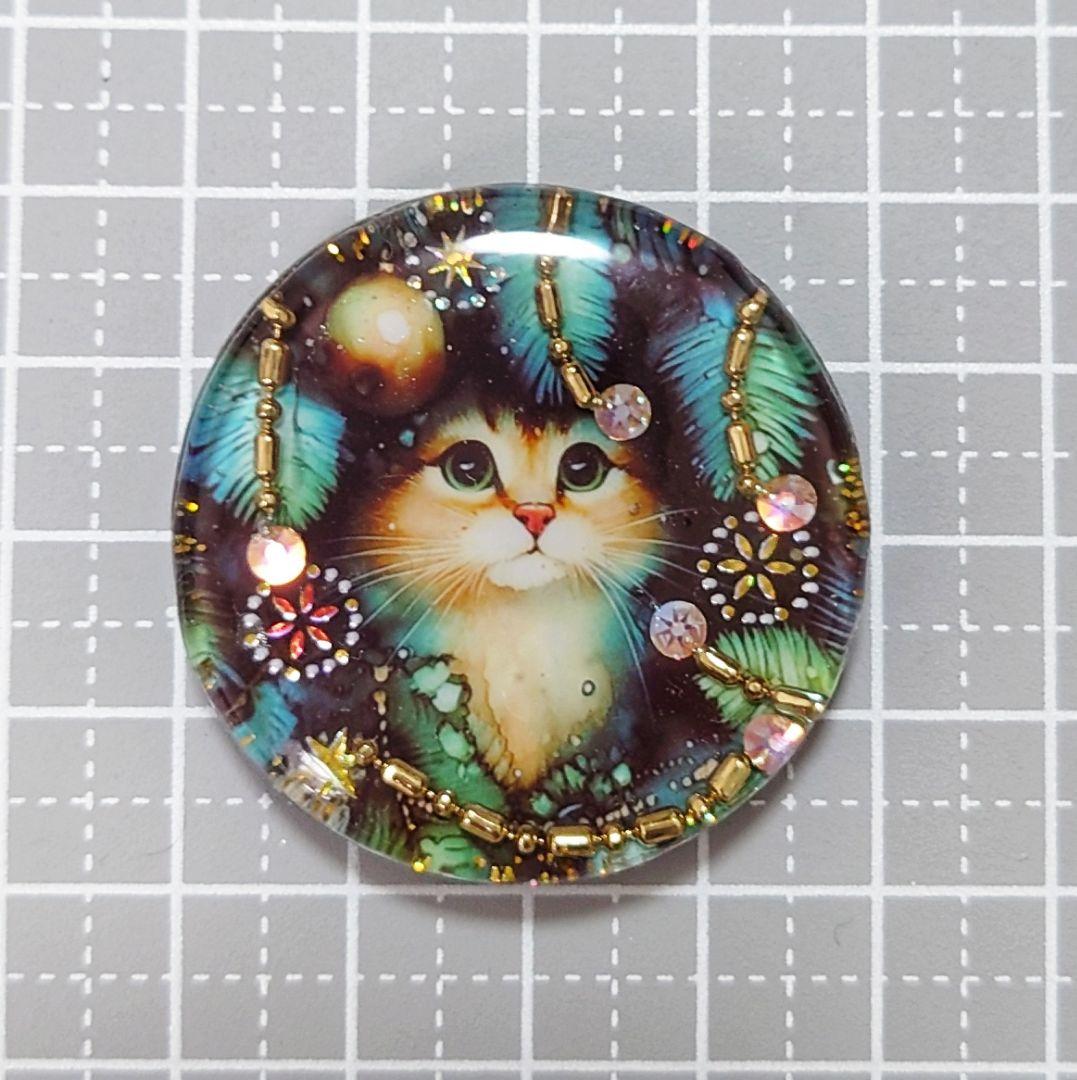 レジン　猫　ヘアゴム　ブローチ　ポニーフック　No.360