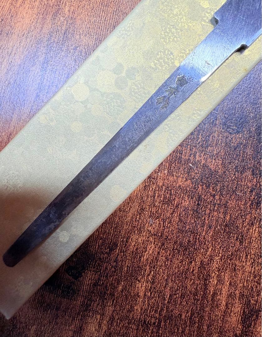 森本光一作　刺身 柳刃　本焼　白鋼 包丁　尺　鏡面　紫檀両白水牛八角柄