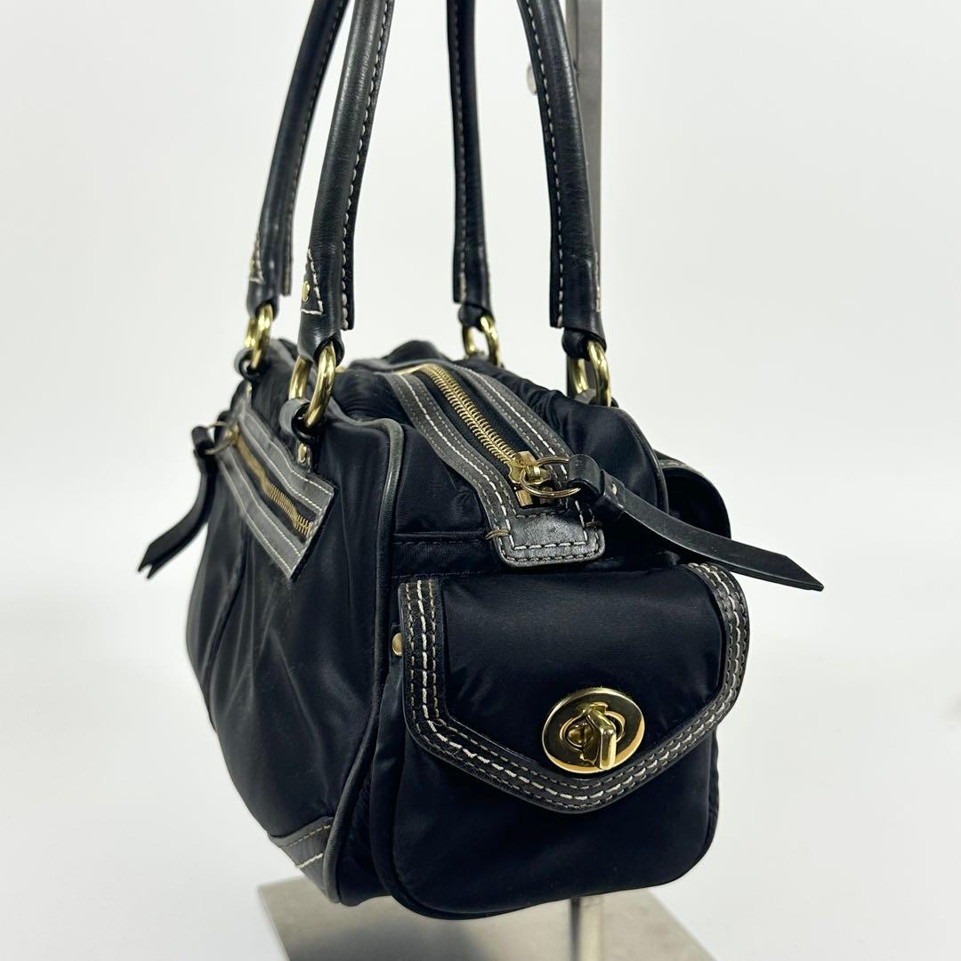 COACH 4452 ターンロック ナイロンレザー ミニボストンバッグ 黒