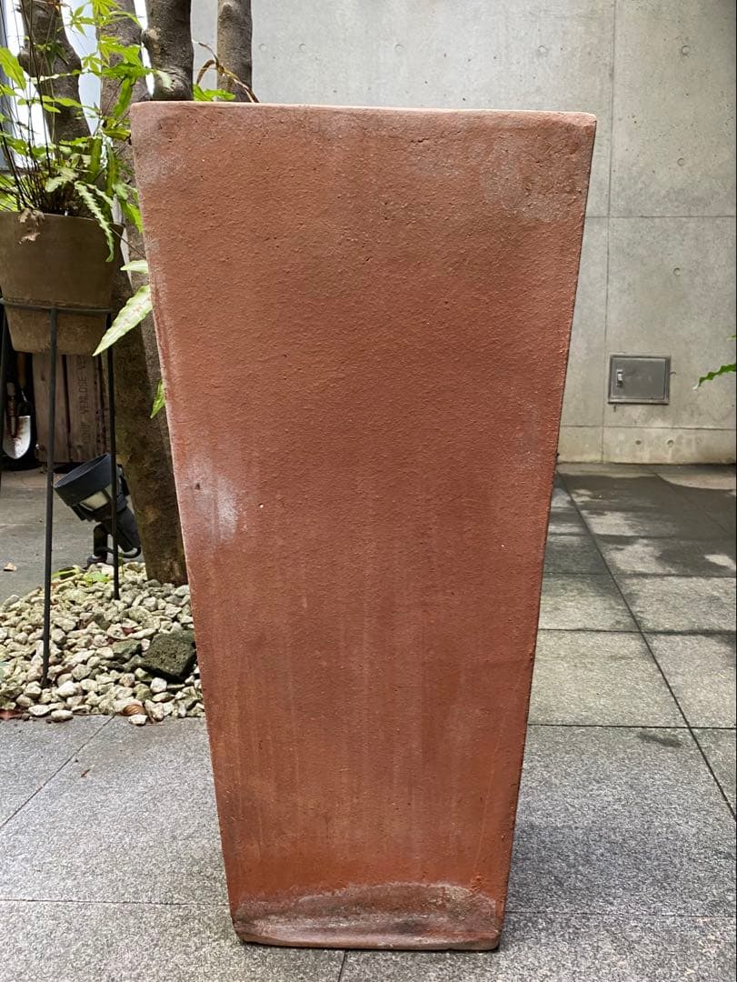 テラコッタ角大型植木鉢　受け皿付き