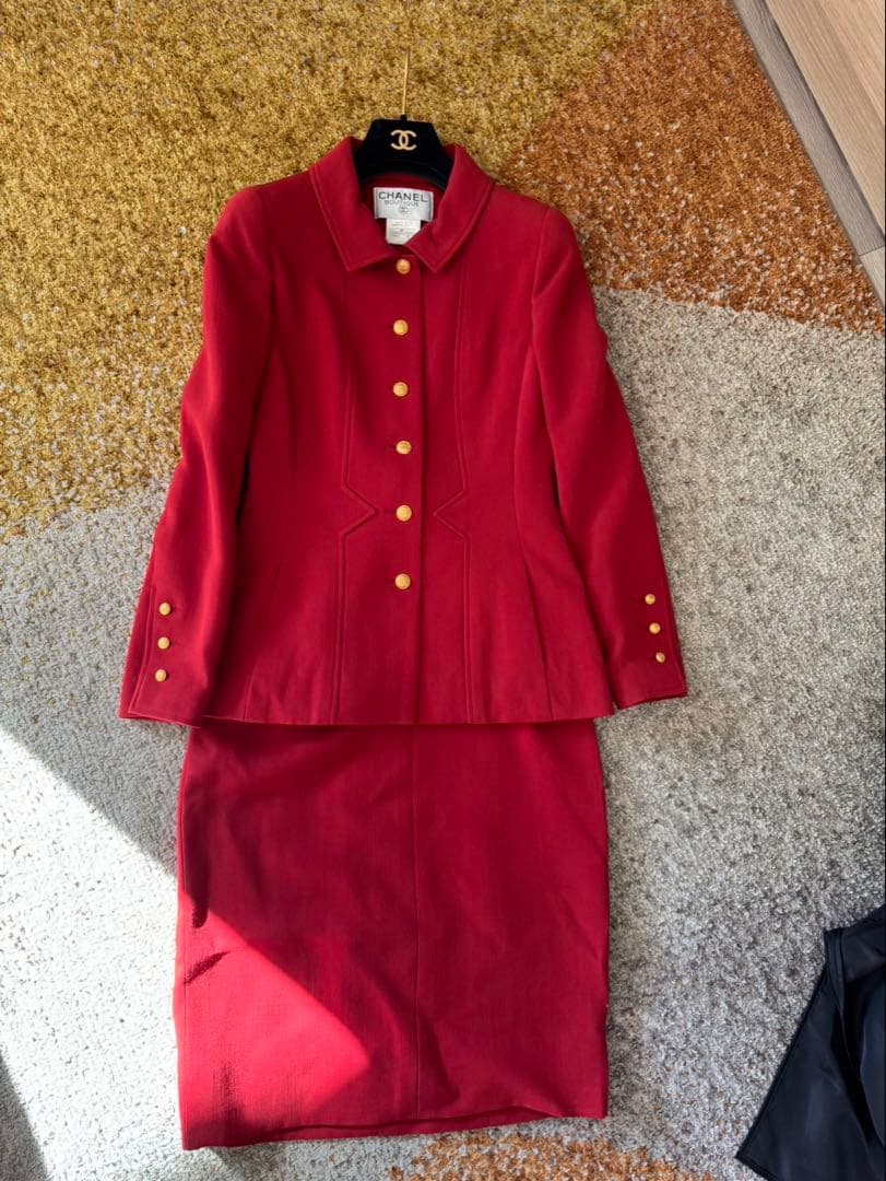 【未使用】CHANEL 96A ココボタン ヴィンテージ ウール セットアップ