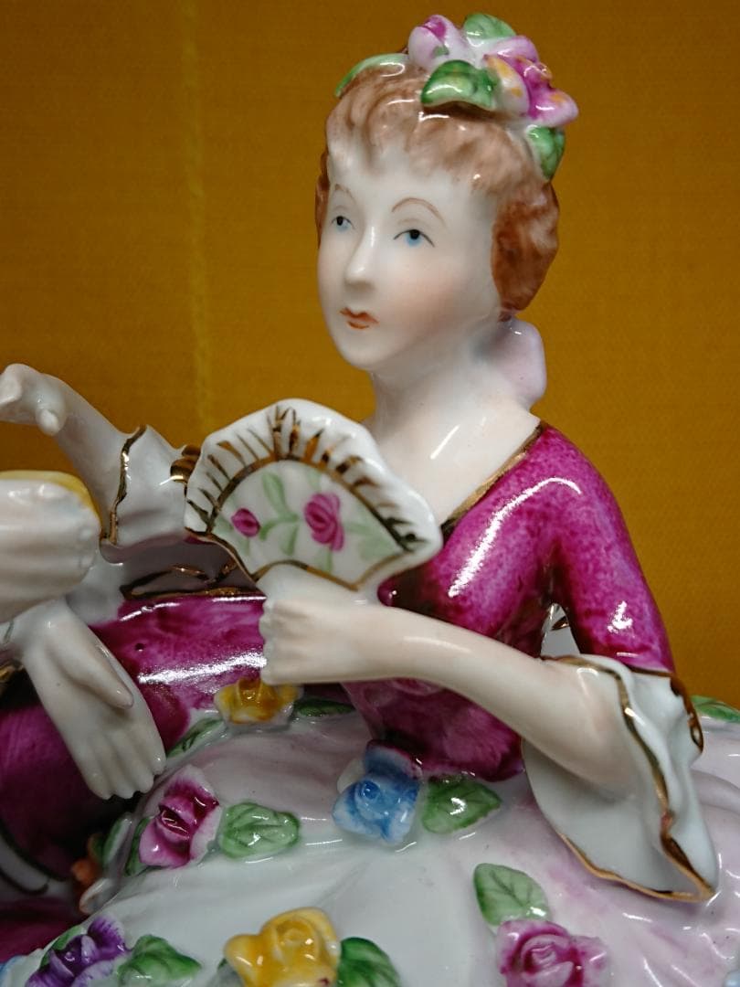 【美品】西洋美術　マイセン　貴婦人　置物　インテリア　工芸品　美術品　A3257