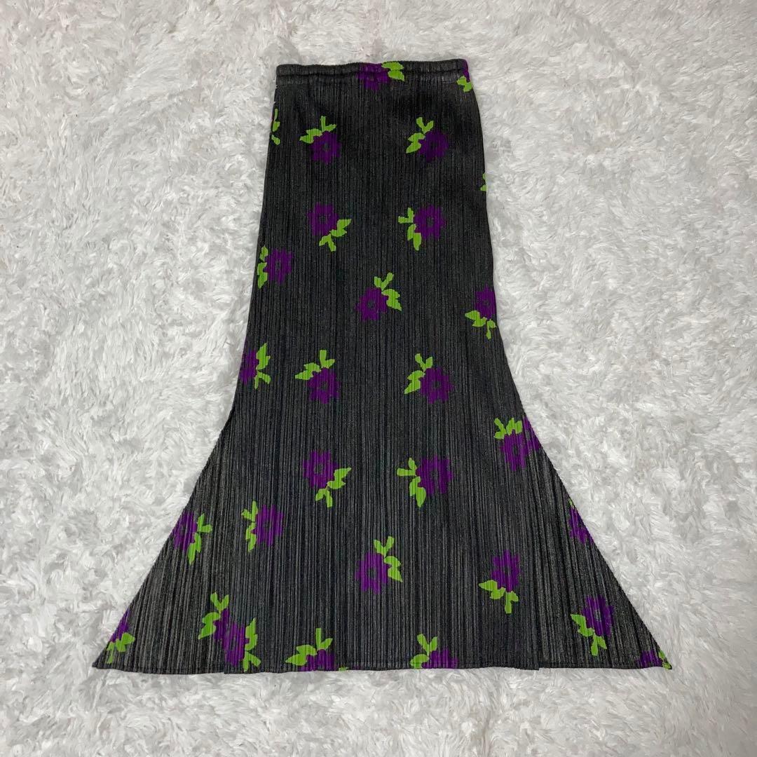 【美品】PLEATS PLEASE スカート 花柄 総柄 マキシ丈 変形 台形.