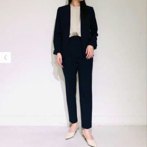 美品 PLST 洗濯可 ノーカラージャケット パンツ セットアップ スーツ 黒