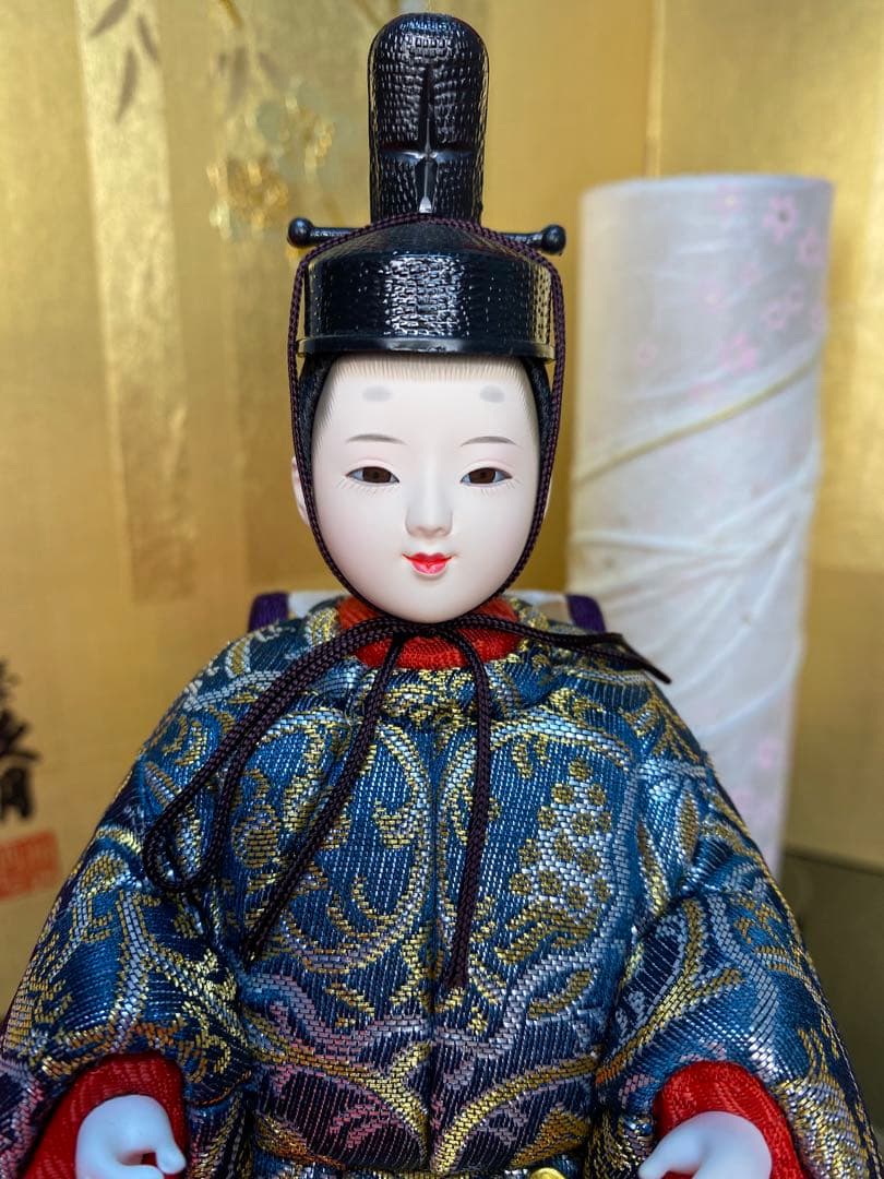 東京久月　木目込人形　ほのか立ち親王飾り・頭　杉田明十志　原作・木目込　新井久夫