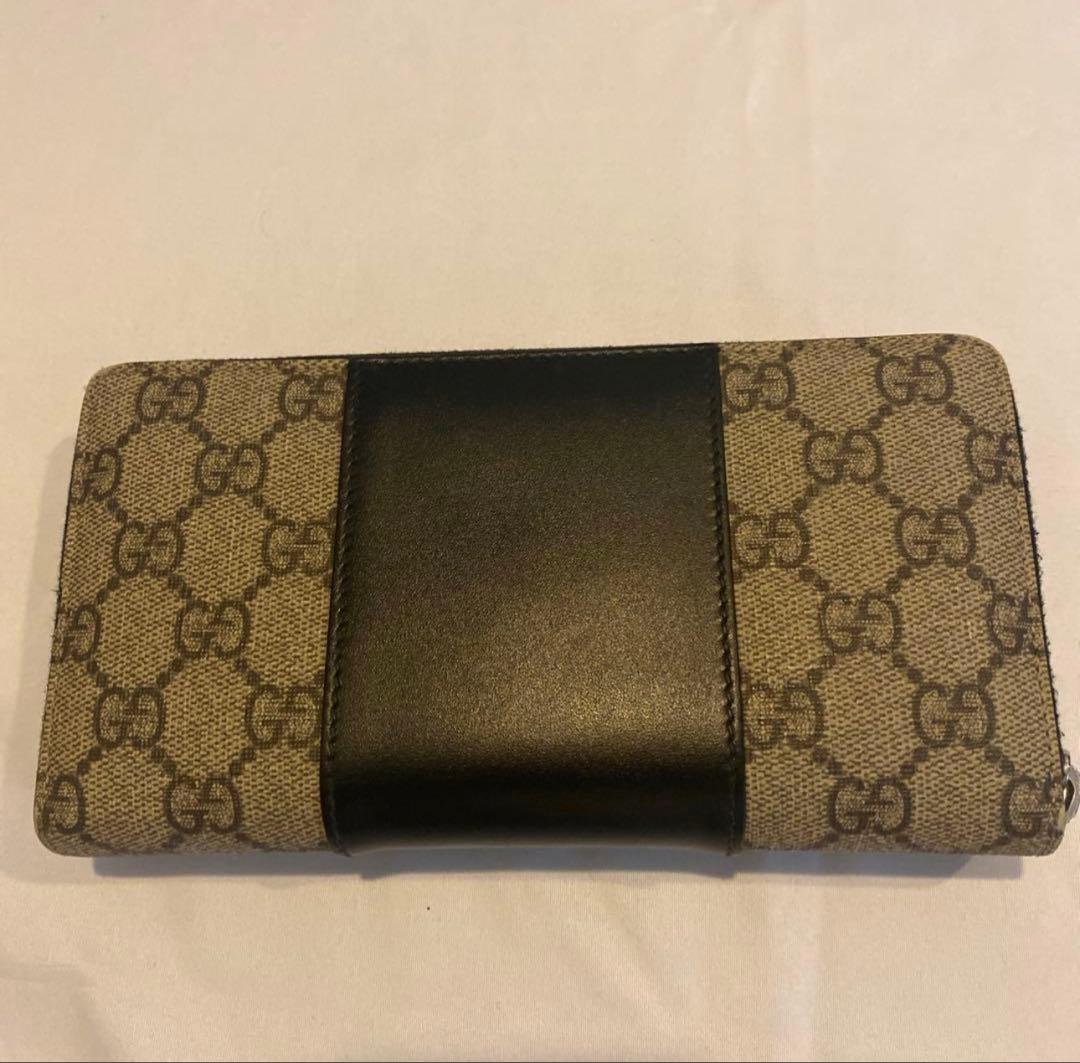 GUCCI 長財布 グレー/黒 キャンバス/レザー