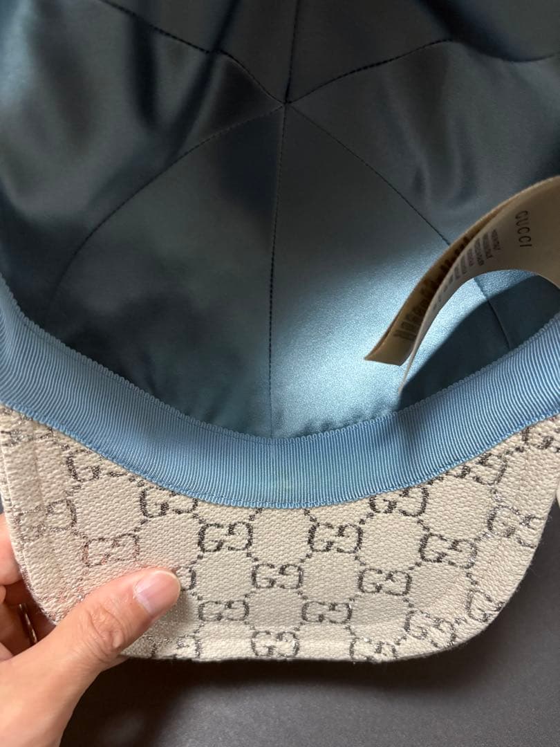 PHG美品 MサイズGUCCI ラメ ベースボールキャップ ホワイト